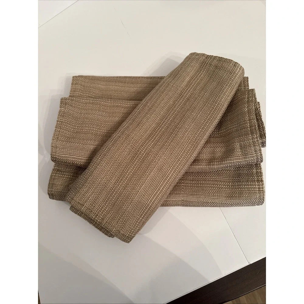 Bobby Flay Kitchen Placemats Tan Textured Woven Cotton Blend Set of 4